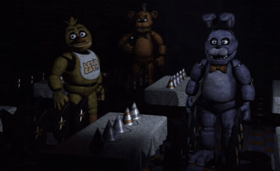 Five Nights At Freddys Characters Around Table GIF