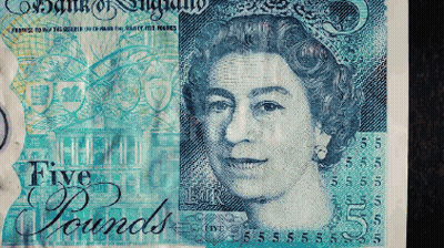 Five Pound Bill With Queen Elizabeth II GIF