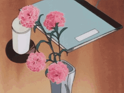 Five Red Anime Flower On Flower Vase GIF