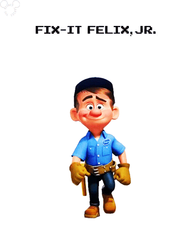 Fix-It Felix Jr. Is A Cartoon Character From The Movie Wreck-It GIF
