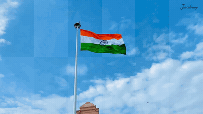 Flag Flying In Wind Under Blue Sky With Name Juttabhany GIF