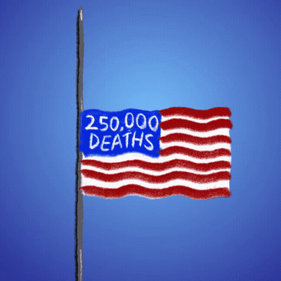 Flag With 250,000 Deaths Written On It GIF