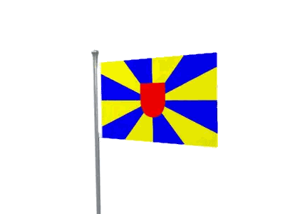Flag With Blue Yellow Red And Red Shield Sticker