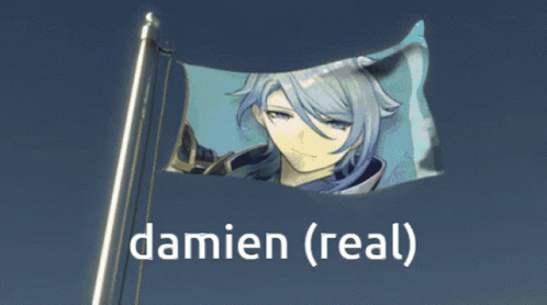 Flag With Boy Picture And Damien Words GIF