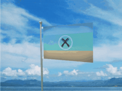Flag With Cross Flying Over Water GIF