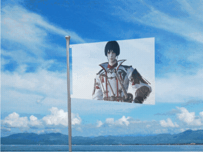 Flag With Man Flying In Wind GIF