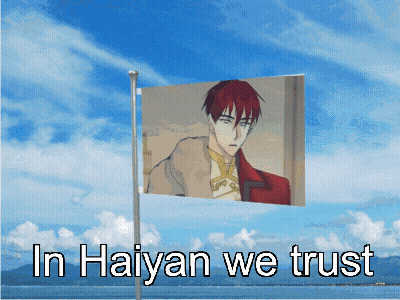 Flag With Man Saying In Haiyan We Trust GIF