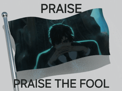 Flag With Man Saying Praise The Fool GIF