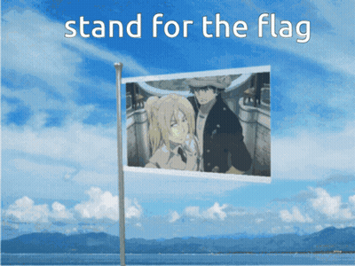 Flag With Man Woman Stand For The Flag GIF