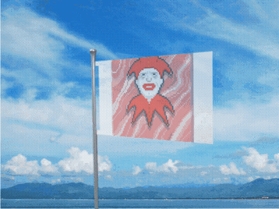 Flag With Octopus Waving In Wind GIF