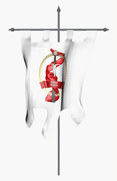 Flag With Sword And Alliance Francaise Ribbon GIF