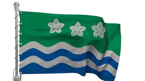 Flag With Three White Flowers Sticker