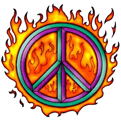 Flame Peace Sign On White Background Sticker