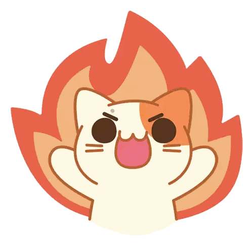 Flaming Cartoon Cat With Open Mouth Sticker