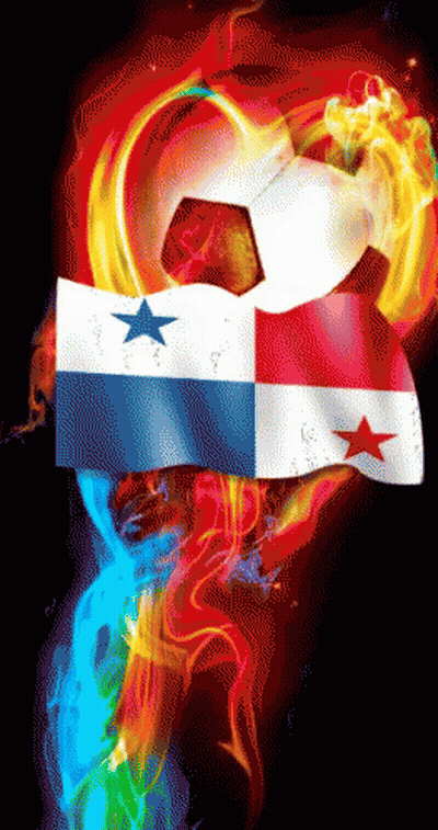 Flaming Soccer Ball With Flag Of Panama GIF