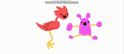 Flamingo And Pink Monster With Bandicam Logo GIF