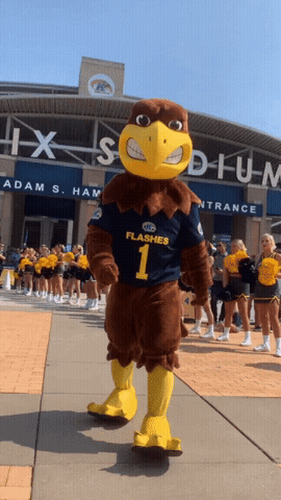 Flashes Mascot Standing In Front Of Stadium GIF