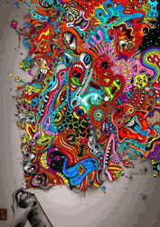Flashing Lights Colorful Doodle GIF