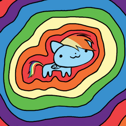 Flashing Rainbow Cat Little Pony  GIF