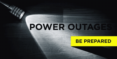 Flashlight Shining On Power Outages Be Prepared Sign GIF