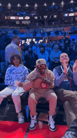Flavor Flav In Celebrity Row At NBA Tournament GIF