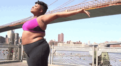 Flexible Chubby Woman Loves Outdoor Exrcises GIF