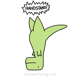 Flexible Dinosaur Doing Handstand GIF