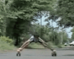 Flexible Little Boy Playing His Rollerblades GIF
