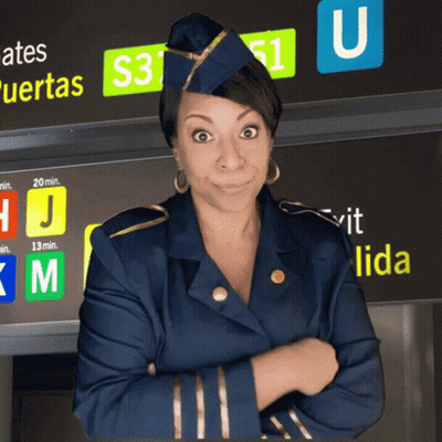 Flight Attendant In Front Of S3 51 U Sign GIF