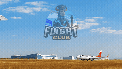 Flight Club Plane Over Airport GIF