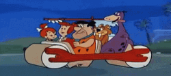 Flintstone Car Animated Cartoon GIF