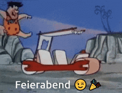 Flintstone Car Fast Drive Fred  GIF