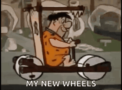 Flintstone Driving Car Saying My New Wheels GIF