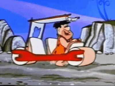 Flintstone Driving Car With Large Bone GIF
