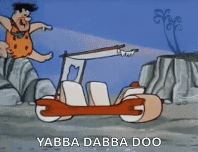 Flintstone Driving Car Yabba Dabba Doo GIF