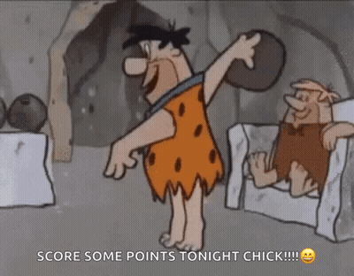 Flintstone Is Holding A Bowling Ball In His Hand While Standing In Front Of Bowling Balls . GIF