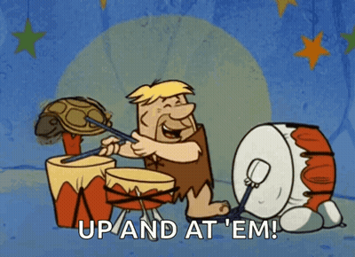 Flintstone Playing Drums Up And At Em GIF
