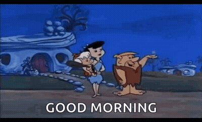 Flintstones Driving Car Saying Good Morning GIF
