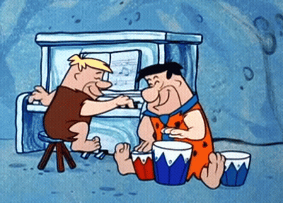 Flintstones Playing Piano And Drums GIF