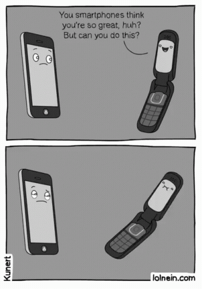 Flip Phone And Smartphone Talking About Smartphones GIF