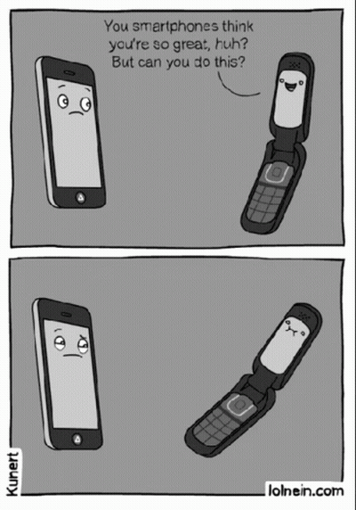 Flip Phone And Smartphone Talking About Smartphones GIF