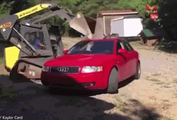 Flipping Red Audi Car