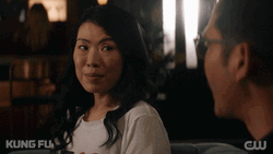 Flirting Woman Grin Face Kung Fu GIF