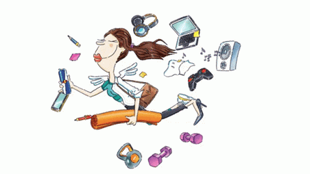 Floating Animated Woman Holding Red Bull GIF