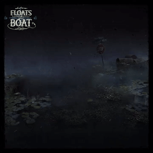 Floating Boat With Stop Sign GIF