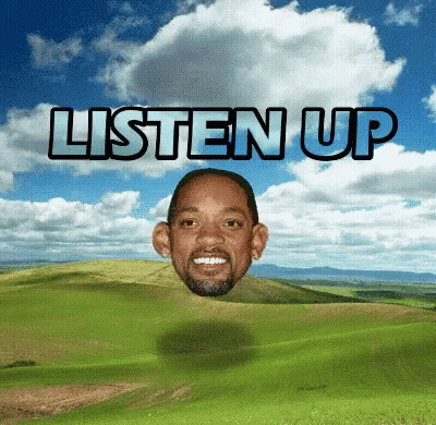 Floating Head Saying Listen Up GIF