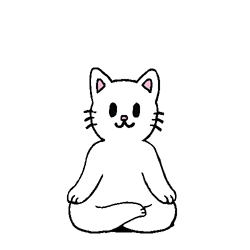 Floating White Cat Meditating GIF