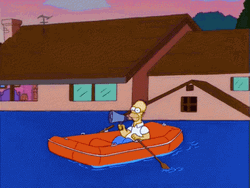 Flood Rescue Boat Megaphone Homer Simpson GIF