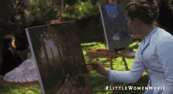 Florence Pugh Greta Gerwig Art Paint GIF