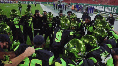 Florida Bullpen Football Players Huddle GIF